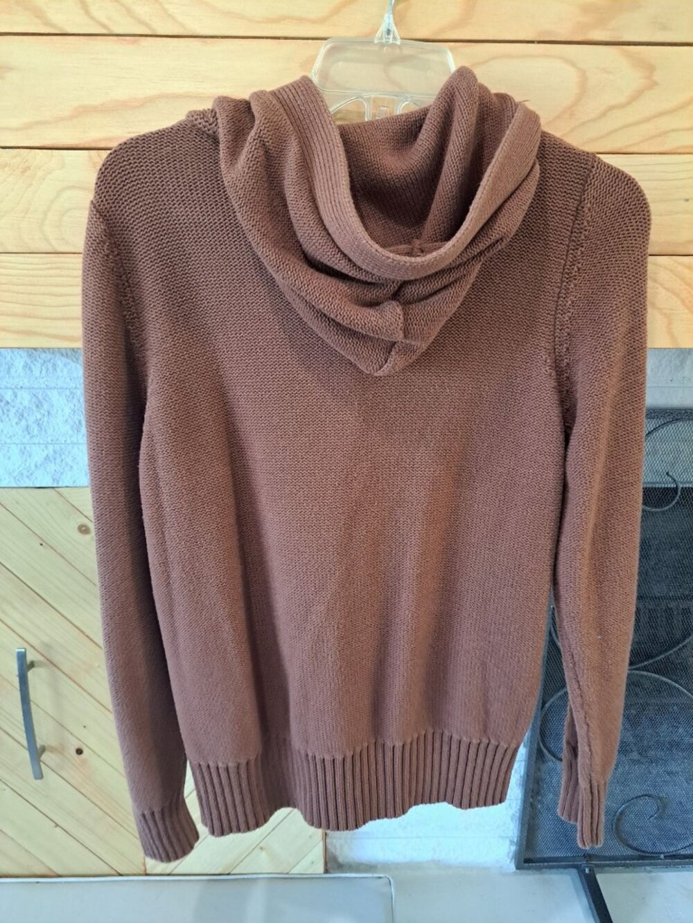 Gander Mountain Brown Cable Knit Cardigan Hood Pockets S Cotton Winter Warm Wome - Picture 6 of 12